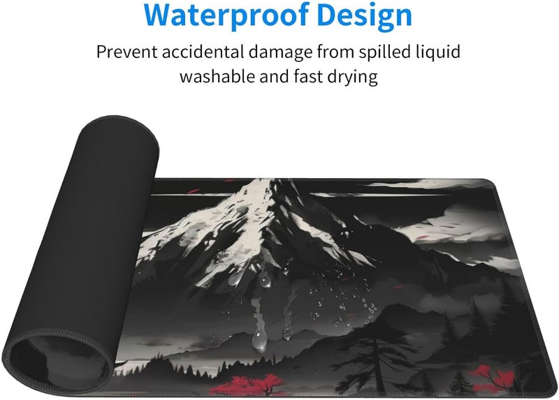 Brecoy Extended Gaming Mouse Pad, Large Desk Mat XL Anime Mouse Pad Waterproof with Stitched Edges, Non-Slip Desktop Pad for Home and Office, Level Up Your 31.5x11.8 Inch (Snow Mountain) - Image 3